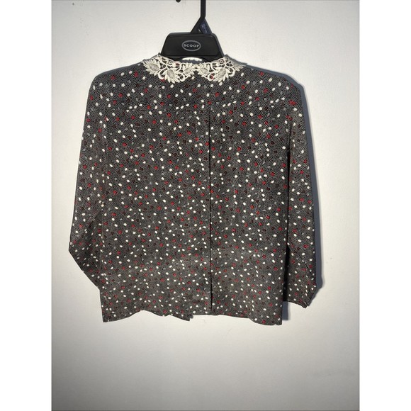 Vintage Oscar De La Renta Expressions  Blouse Shirt Polka Dot Button Down Sz 8 - Picture 9 of 12